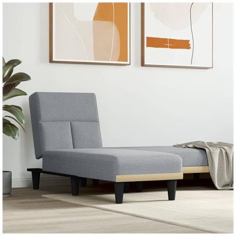 Chaise Longue In Tessuto Grigio Chiaro - Foto 1
