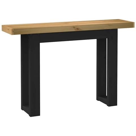 Tavolo Consolle Noain Gambe Forma U 120x30x75 Cm Legno Massello - Foto 1