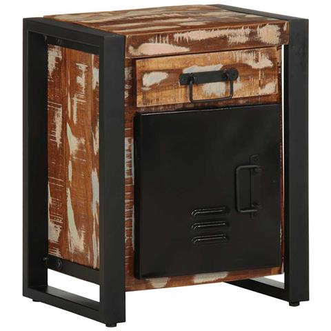 Comodino Multicolore 40x30x50 Cm In Legno Massello Recupero - Foto 1