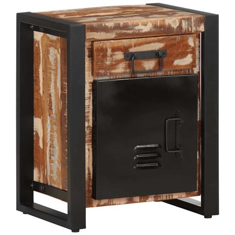 Comodino Multicolore 40x30x50 Cm In Legno Massello Recupero - Foto 2