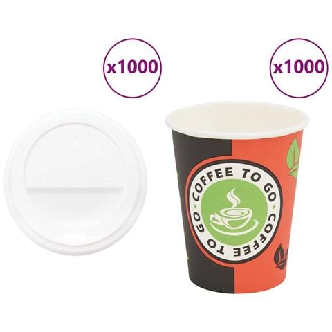 Tazze Da Caffè In Carta Con Coperchi 1000 Pz 8oz 240 Ml - Foto 1