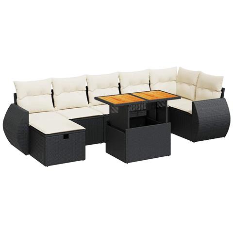 Set Divani Da Giardino 5 Pz Con Cuscini Nero Polyrattan Acacia - Foto 2