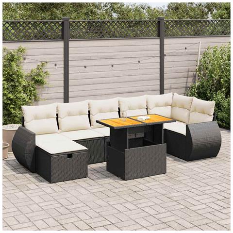 Set Divani Da Giardino 5 Pz Con Cuscini Nero Polyrattan Acacia - Foto 1