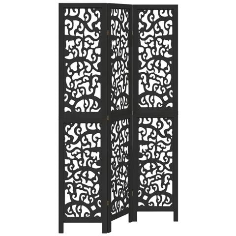 Divisorio Ambienti 3 Pannelli Nero Legno Massello Di Paulownia - Foto 2