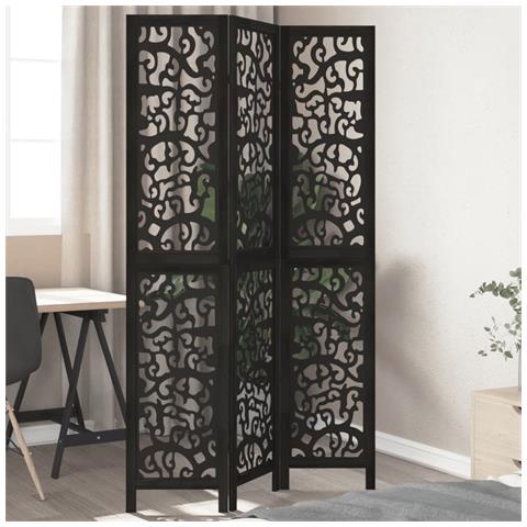 Divisorio Ambienti 3 Pannelli Nero Legno Massello Di Paulownia - Foto 1