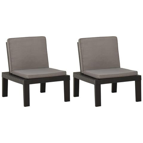 Lusso Casadino -  Sedie A Sdraio Da Giardino Con Cuscini 2 Pz In Plastica Grigio - Foto 1