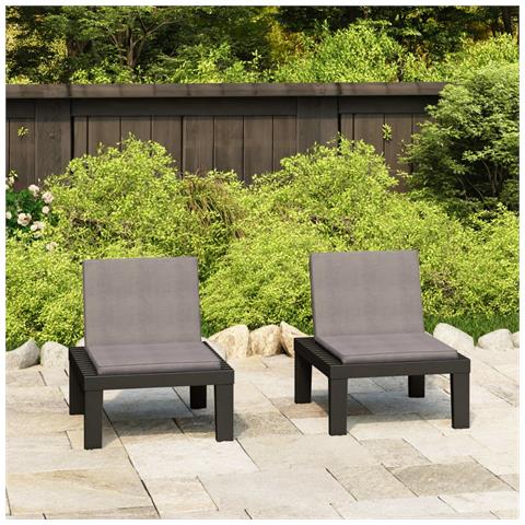 Lusso Casadino -  Sedie A Sdraio Da Giardino Con Cuscini 2 Pz In Plastica Grigio - Foto 8