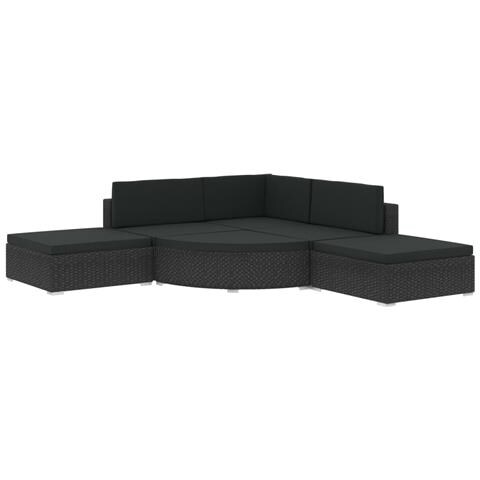 Set Divani Da Giardino 6 Pz Con Cuscini In Polyrattan Nero - Foto 1