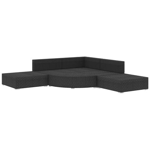 Set Divani Da Giardino 6 Pz Con Cuscini In Polyrattan Nero - Foto 2