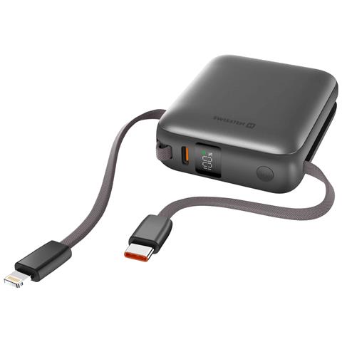 Batteria Esterna 10000mah Con Cavi Usb-c E Lightning Ultra-compatta, Argento - Foto 5