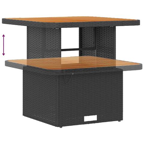 Set Divano da Giardino da 11 pezzi con Cuscini Rattan Polyrattan Nero Acacia, Set da Pranzo da Giardino da 3 pezzi con Cuscini Rattan Polyrattan Nero Acacia - Foto 9