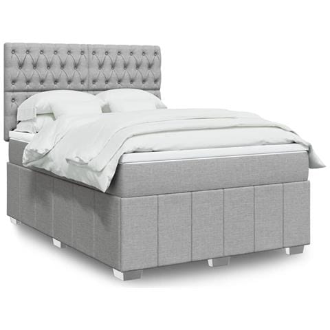 Giroletto a Molle con Materasso Grigio Chiaro 140x200cm Tessuto - Foto 2