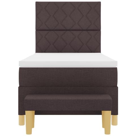 Letto con Rete a Molla con Materasso e Panchina Marrone Scuro 100x200 cm Tessuto - Foto 9