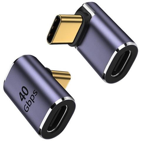 Adattatore Da Type-c Femmina A Type-c Maschio Con Curva Superiore E Inferiore, Confezione Da 2 - Foto 2