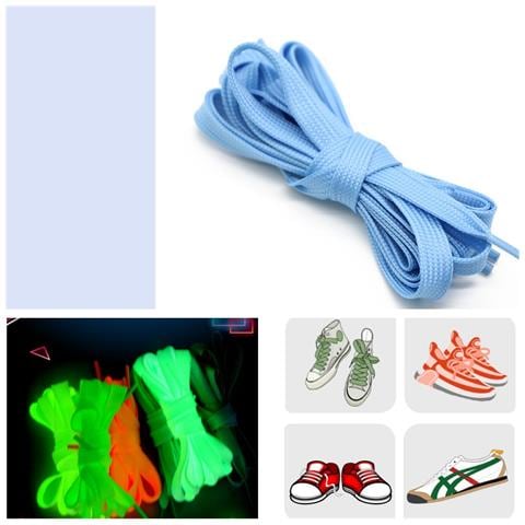 Lacci Piatti Fluorescenti Blu Da 120 Cm Per 6-7 Paia Di Fori - Poliestere Blue - Foto 2