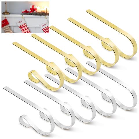 Supporti Natalizi Per Calze Metallo 10 Pezzi Oro E Argento - Foto 1