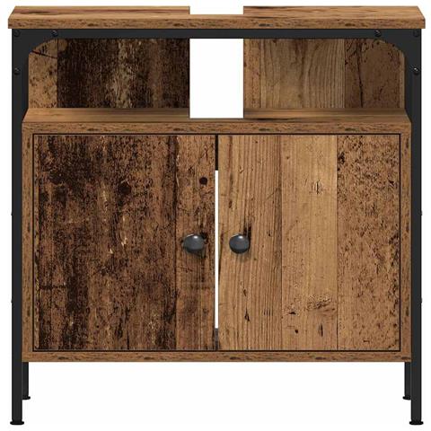 Set di mobili per il bagno con lo scaffale 3 pcs Legno vecchio - Foto 9