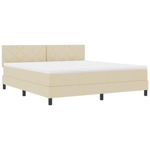 Letto a molle con materasso Crema 180 x 200 cm Tessuto - Foto 1