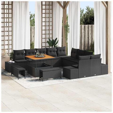 Set Divano da Giardino 13 pcs Nero 100 x 100 x 71 cm - Foto 2