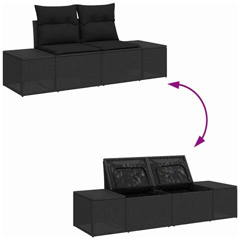 Set Divano da Giardino 13 pcs Nero 100 x 100 x 71 cm - Foto 9