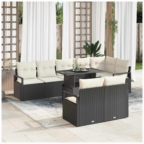 Set Divano da Giardino con archiviazione 9 pcs Nero Poly Rattan - Foto 2