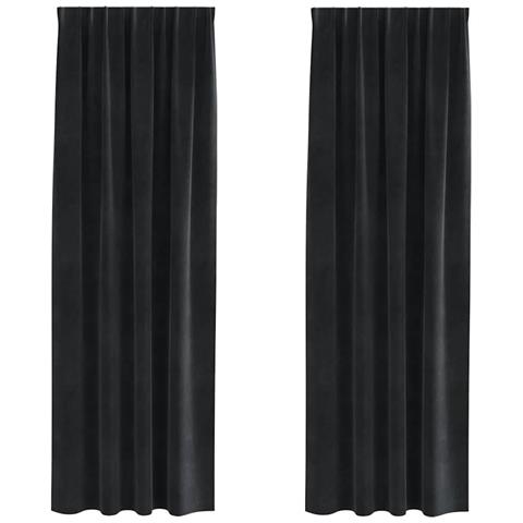 Tende con tende 2 pcs Nero 140 x 225 cm Velluto - Foto 1