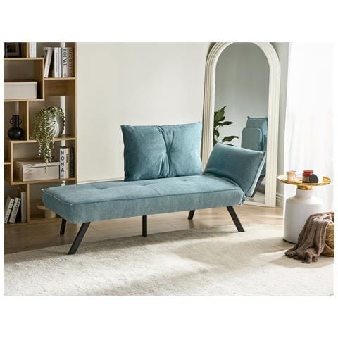 Chaise Longue Versione Destra Rocamadour Tessuto Azzurro - Foto 1