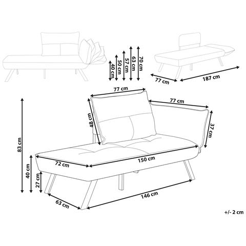 Chaise Longue Versione Destra Rocamadour Tessuto Azzurro - Foto 7