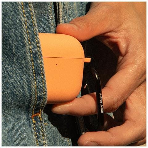 Custodia In Silicone Per Airpods 4 Con Moschettone In Metallo, Arancione - Foto 5