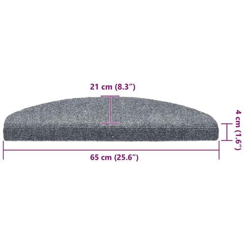 Tappetini per scale autoadesivi 30 pz 65x21x4 cm Grigio chiaro Semicircolari Grandi - Foto 8