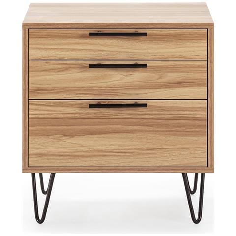Comodino Alma 3 Cassetti Colore Legno, Piedini In Metallo - Foto 2