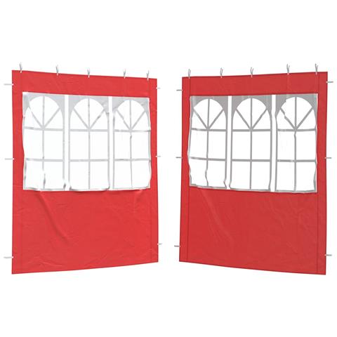 Parete per tenda da festa 2 pcs 200 x 195 cm Rosso PE e Acciaio - Foto 1