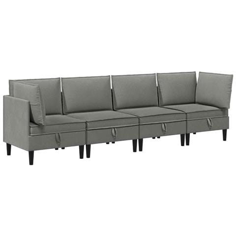 Set di mobili per il soggiorno 4 pcs Grigio scuro Tessuto - Foto 1