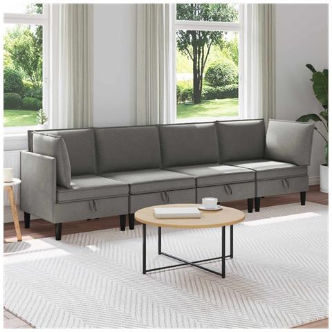Set di mobili per il soggiorno 4 pcs Grigio scuro Tessuto - Foto 2