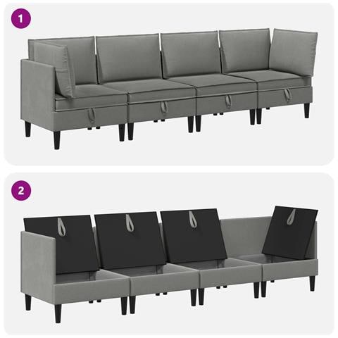 Set di mobili per il soggiorno 4 pcs Grigio scuro Tessuto - Foto 8