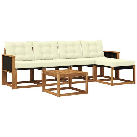 Set di divani da esterno con cuscino 6 pcs Naturale e Crema - Foto 1