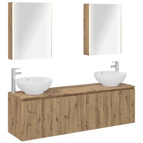Set di Armadi da Bagno 5 pcs Rovere Artigianale - Foto 1
