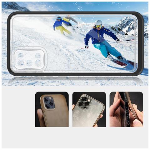 Custodia 3in1 Trasparente Per Samsung Galaxy A03s (166) Con Cornice, Cover In Gel, Nera - Foto 1