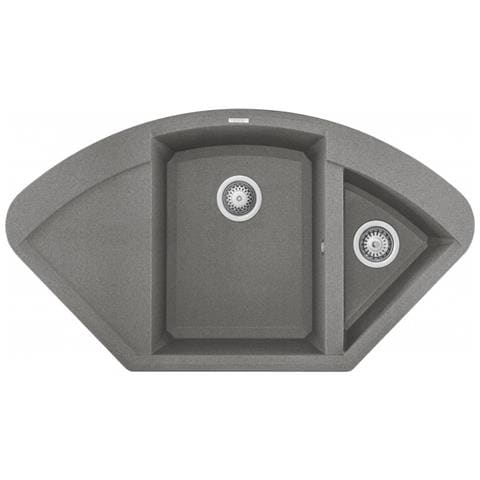 Lavello Easy Corner Granitek 105x57 cm 2 vasche con gocciolatoio Colore Grigio Cemento 48 - Foto 1