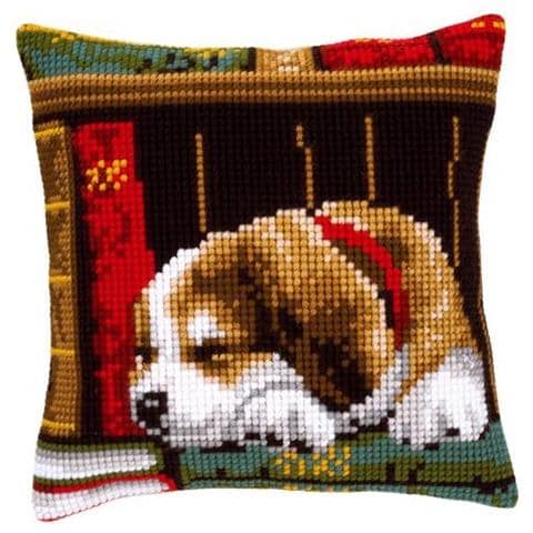 Pn-0148118 Ver - Cuscino Con Kit Per Punto Croce Raffigurante Un Cane Che Dorme - Foto 2