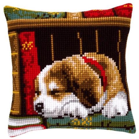 Pn-0148118 Ver - Cuscino Con Kit Per Punto Croce Raffigurante Un Cane Che Dorme - Foto 1