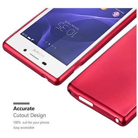 Custodia Compatibile Con Sony Xperia M2 / M2 Aqua In Rosso Metallico - Coperchio Protettivo In Silicone Tpu Flessibile - Foto 2