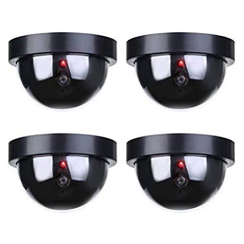 Dome Falso Fittizio Di Sicurezza Cctv Fotocamera Monitor Di Simulazione Con Luce Lampeggiante Led Uso Esterno Dellinterno Per Case E Professione 4 Pack - Foto 1