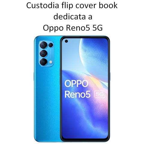 Smart Book Custodia Poket Silicone Flip Cover Case Per Oppo Reno5 5g 5k Find X3 Lite Black - Foto 2