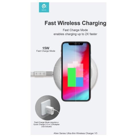 Caricabatterie Allen Wireless Ultrasottile V3 15 Watt Nero - Foto 1