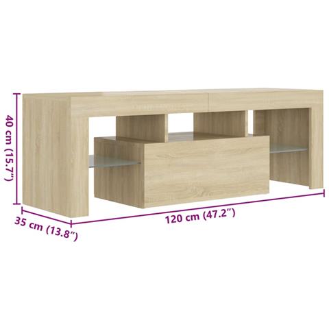 Mobile Porta TV con Luci LED Rovere Sonoma 120x35x40 cm - Foto 11