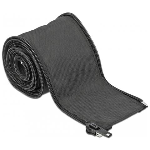 Manicotto intrecciato con cerniera lampo 2 m x 25 mm nero - Foto 1