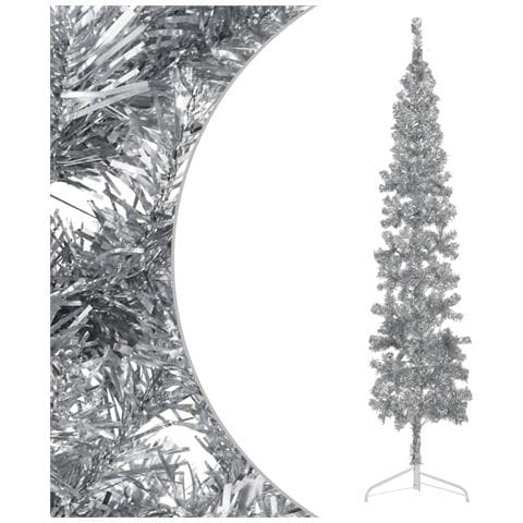 Albero Natale Artificiale Sottile A Metà Supporto Argento 240cm - Foto 1