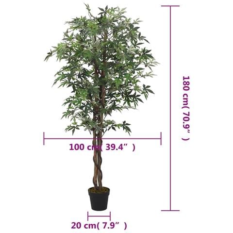 Acero Artificiale 672 Foglie 180 Cm Verde - Foto 8