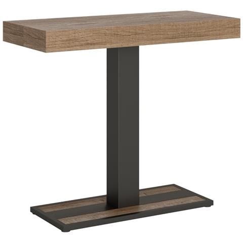 Consolle Allungabile 90x40/196 Cm Capital Small Telaio Antracite - Quercia Natura - Foto 6